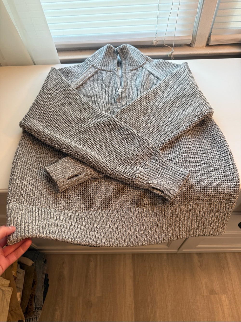 OFFLINE By Aerie Cool Down Quarter Zip Waffle Sweater
